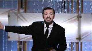 Golden Globes 2011  Ricky Gervais Introduces Bruce Willis [upl. by Notluf]