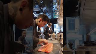 norwegian Salmon filleting techno chef norway fishcutting [upl. by Kelcy]