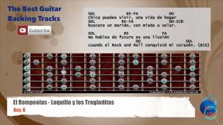 🎸 El Rompeolas  Loquillo y los Trogloditas  Guitar Backing Track with scale chords and lyrics [upl. by Mattheus]