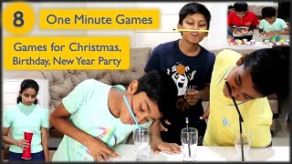 8 One Minute Games  Minute to win it Games for kids  Party games  Christmas Party Games 2023 [upl. by Ahsyle220]