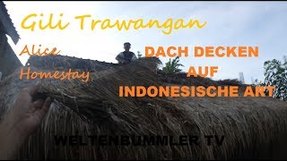 Dach decken auf Gili Trawangan Weltenbummler Vlog 23 [upl. by Winnah60]