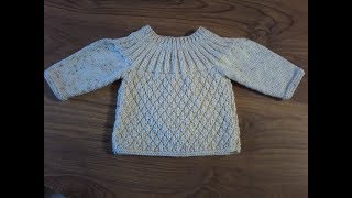 DIY  tuto tricot  tricoter une brassière bébé au point cloqué [upl. by Enoed867]