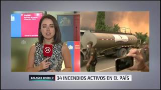 Nuevo informe de la Onemi 34 incendios forestales activos en el país  24 Horas TVN Chile [upl. by Jessen552]