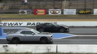 Hellcat battles ZR1 Corvette14 mile drag racesthe fastest Vette vs the fastest Dodge [upl. by Ardnasac]