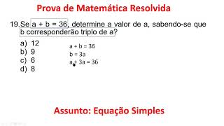 Equações Simples COMCAP GARI IESES QUESTÂO 19 2016 Matemática Resolvida Passo a Passo [upl. by Wallace]