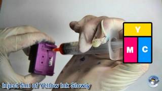 How to Refill HP 300XL HP 901 amp HP 301XL Colour Ink Cartridge [upl. by Jelena266]