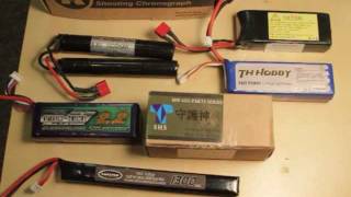 Airsoft Battery Comparison BPS RPS ROF Test 111v 74v 96v Lipo vs NiMh Torque Motor [upl. by Inga162]