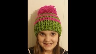 How to Crochet a Beanie  Ribbed Striped Beanie Tutorial [upl. by Bertina]