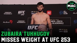 Zubaira Tukhugov misses weight by 4pounds ahead of UFC 253 [upl. by Neelcaj]