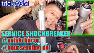 CARA MUDAH SERVICE SHOCK DEPAN MOTOR RUSAK [upl. by Bartolome]