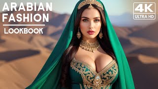 Arabian Elegance AI Fashion in 4K with Luxurious Dresses amp Mountains [upl. by Nielsen517]