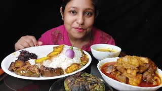 Eating Show  Basmati RiceVetki Fish Paturi Spicy🔥Mutton5 types vajahuge lunch menubigbites [upl. by Leodora]