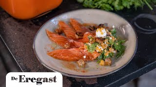 Gerookte zalm met linzen  De Eregast [upl. by Bell]