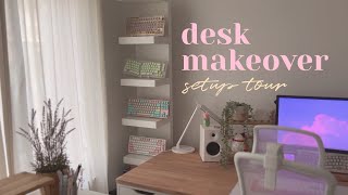 desk makeover amp setup tour 🌷 organizing unboxing new standing desk ☁ [upl. by Buskirk]