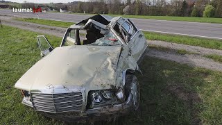 Autoüberschlag auf Rieder Straße bei Geiersberg fordert einen Schwerverletzten [upl. by Schnell]