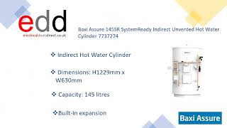 Efficient and EcoFriendly Baxi Assure 145SR SystemReady Indirect Unvented Hot Water Cylinder [upl. by Brechtel402]