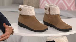 Vionic Suede Shearling Ankle Boots  Ruth on QVC [upl. by Rennob579]