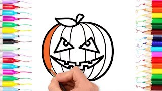 h0w t0 draw hall0ween pumpkin and coloring  easy for kids  coloring pages [upl. by Cirre826]