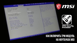 Как включить TPM 20 модуль шифрования на ноутбуках MSI GS75 GE75 SE SG для Windows 11 [upl. by Haveman]