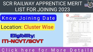 SCR RAILWAY Apprentice Joining Merit List Out 2023 [upl. by Ortiz]