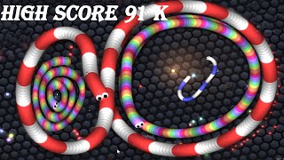 Slitherio  World Record Highest Score 91K  Funny Epic Moments [upl. by Henrieta]