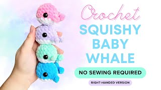 BEGINNER FRIENDLY  Crochet Baby Whale tutorial NO SEWING REQUIRED step by step RIGHTHANDED [upl. by Ayekel]