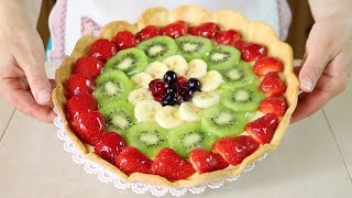 Crostata di Frutta Ricetta per Base Crema e Gelatina  Homemade Fruit Pie Recipe [upl. by Reinertson]