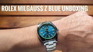 Rolex Milgauss 116400GV Z Blue Unboxing [upl. by Ateekan]