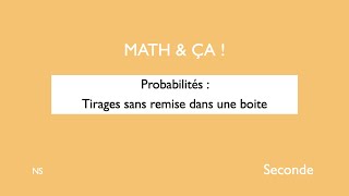 Probabilités tirages sans remise dans une boite [upl. by Romie]