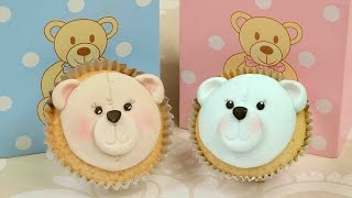 Karen Davies Cake decorating moulds  molds Free beginners tutorial  how to  Teddy face cupcake [upl. by Eninnaj387]