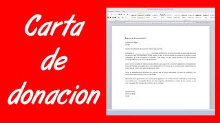 Como hacer una carta de donación [upl. by Demitria70]