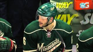 Marco Scandella illegal hit to head on TJ Oshie St Louis Blues vs Minnesota Wild Nov 29 2014 NHL [upl. by Chadd]