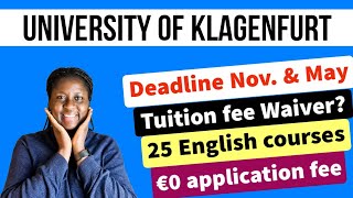 Free Application to Study in Austria  Englishtaught programs at University of Klagenfurt [upl. by Ahsiryt]