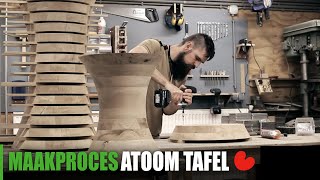 Burgum  Tafel maken  Kolompoot  Eetkamertafel  Process of making a special wooden table leg [upl. by Enerol887]