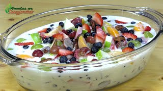 Como PREPARAR ensalada de frutas con QUESO CREMA y LECHE CONDENSADA [upl. by Jahdiel]