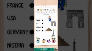 Brain test Level 137 match objects with countries Walkthrough [upl. by Nosnej]