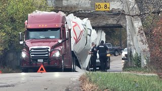 Semi Truck Strikes Low Clearance 108 Bridge and gets crushed [upl. by Nahtaj]