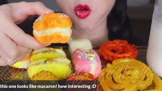 Lychee asmr  indian sweets  bites only [upl. by Atikin]