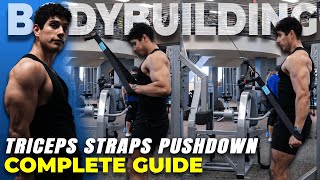 Cable Triceps Straps Pushdown  COMPLETE GUIDE  Triceps rope pushdown  bodybuilding  atlasthetics [upl. by Husein781]