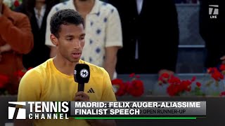 Felix AugerAliassimes 2024 Madrid Open Finalist Speech  2024 Madrid Final [upl. by Leilani]