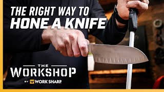 How to Hone Kitchen Knives  How to use a Honing Steel or Ceramic Honing Rod [upl. by Anileva]