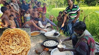 Jilapi Making  How To Prepare Most Tasty Bengali Sweet  Village Food To Feed 150 Kids amp Villagers [upl. by Frederich]