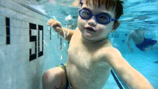 3yo William Swimming and Floating in the pool near the wall [upl. by Niggem]