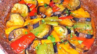 Melanzane con peperoni in padella incredibilmente gustose Ricetta facile pronta in 10 minuti [upl. by Aldora]