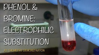 DEMO PHENOL amp BROMINE WATER  ELECTROPHILIC SUBSTITUTION A2 CHEMISTRY [upl. by Stockton]