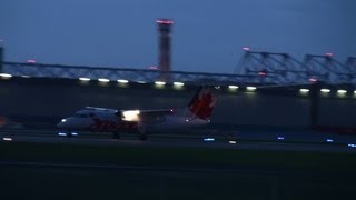 AC Jazz Dash 8102 Night Landing YUL Montreal [upl. by Hiro]