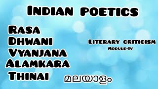 Indian Poetics in malayalamമലയാളംRasa in malayalamDhwani in malayalamVyanjanaAlamkaraThinai [upl. by Montford]