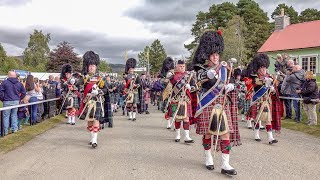 Massed pipes amp drums parade to the 2018 Braemar Gathering Royal Highland Games in Scotland 4K [upl. by Suelo]