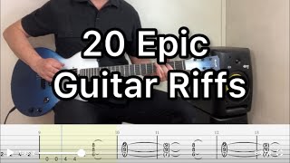 20 Epic Guitar Riffs You Need to Learn with Tabs [upl. by Theta]