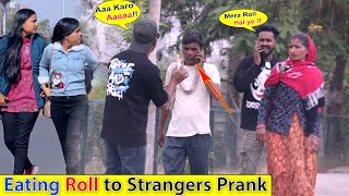 Eating Roll Prank on Public  Funny Prank Videos  Bhasad News prankvideos2024 [upl. by Yblocaj]